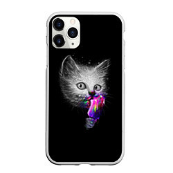 Чехол iPhone 11 Pro матовый Котейка с мороженным, цвет: 3D-белый