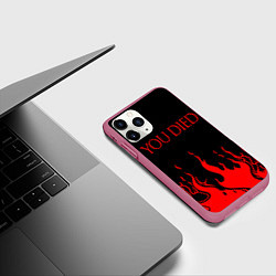 Чехол iPhone 11 Pro матовый YOU DIED, цвет: 3D-малиновый — фото 2