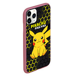 Чехол iPhone 11 Pro матовый Pikachu Pika Pika, цвет: 3D-малиновый — фото 2