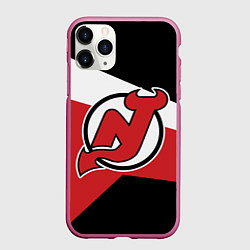 Чехол iPhone 11 Pro матовый Нью-Джерси Девилз, цвет: 3D-малиновый