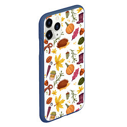 Чехол iPhone 11 Pro матовый Уют, ежи, листья и банка варенья, цвет: 3D-тёмно-синий — фото 2