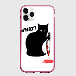 Чехол iPhone 11 Pro матовый What Cat, цвет: 3D-малиновый