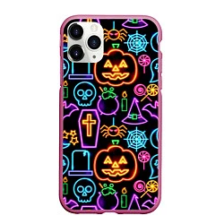 Чехол iPhone 11 Pro матовый Halloween, цвет: 3D-малиновый