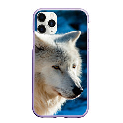 Чехол iPhone 11 Pro матовый Волк на черном фоне, цвет: 3D-светло-сиреневый