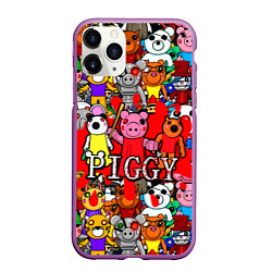 Чехол iPhone 11 Pro матовый ROBLOX PIGGY, цвет: 3D-фиолетовый