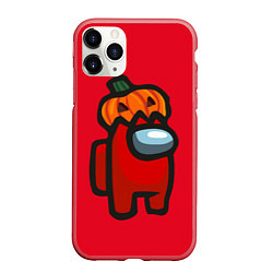 Чехол iPhone 11 Pro матовый HALLOWEEN IS AMONG US, цвет: 3D-красный