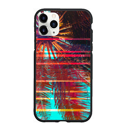 Чехол iPhone 11 Pro матовый Palm glitch art