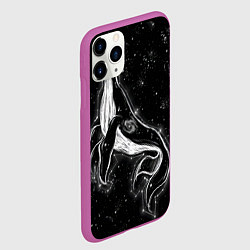 Чехол iPhone 11 Pro матовый Космический Кит, цвет: 3D-фиолетовый — фото 2