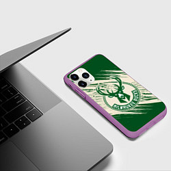 Чехол iPhone 11 Pro матовый Милуоки Бакс, цвет: 3D-фиолетовый — фото 2