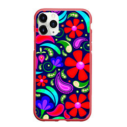 Чехол iPhone 11 Pro матовый Flower$$$, цвет: 3D-красный