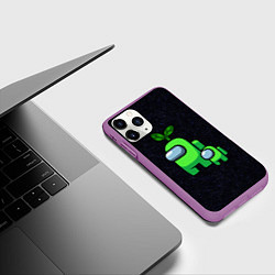 Чехол iPhone 11 Pro матовый Among us Lime kid lime, цвет: 3D-фиолетовый — фото 2