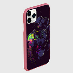 Чехол iPhone 11 Pro матовый Медуза и космонавт, цвет: 3D-малиновый — фото 2