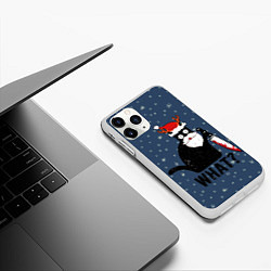 Чехол iPhone 11 Pro матовый What Cat Новый Год, цвет: 3D-белый — фото 2