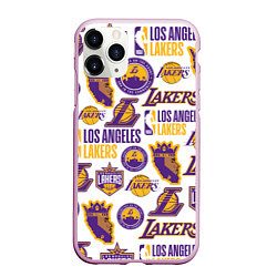 Чехол iPhone 11 Pro матовый LAKERS LOGO, цвет: 3D-розовый