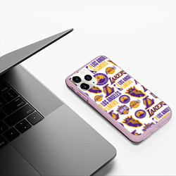 Чехол iPhone 11 Pro матовый LAKERS LOGO, цвет: 3D-розовый — фото 2