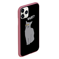 Чехол iPhone 11 Pro матовый What cat, цвет: 3D-малиновый — фото 2