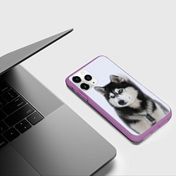 Чехол iPhone 11 Pro матовый ХАСКИ, цвет: 3D-фиолетовый — фото 2