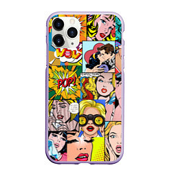 Чехол iPhone 11 Pro матовый Pop Art, цвет: 3D-светло-сиреневый