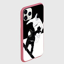 Чехол iPhone 11 Pro матовый Сноубордисты, цвет: 3D-малиновый — фото 2