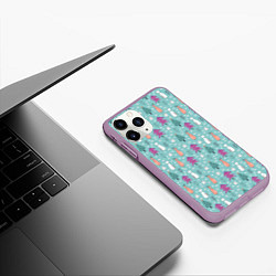 Чехол iPhone 11 Pro матовый Лесные звери, цвет: 3D-сиреневый — фото 2