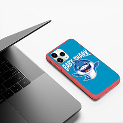 Чехол iPhone 11 Pro матовый Baby Shark, цвет: 3D-красный — фото 2