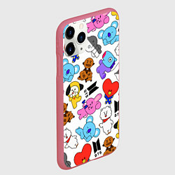 Чехол iPhone 11 Pro матовый BTS BT21, цвет: 3D-малиновый — фото 2