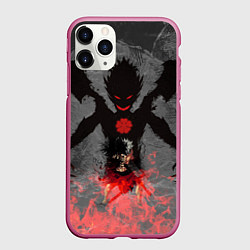 Чехол iPhone 11 Pro матовый Черный клевер, цвет: 3D-малиновый