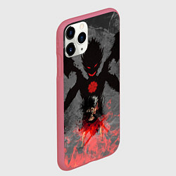 Чехол iPhone 11 Pro матовый Черный клевер, цвет: 3D-малиновый — фото 2