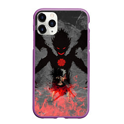 Чехол iPhone 11 Pro матовый Черный клевер, цвет: 3D-фиолетовый