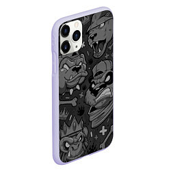 Чехол iPhone 11 Pro матовый CRAZY ANIMALS, цвет: 3D-светло-сиреневый — фото 2