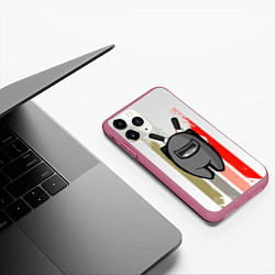 Чехол iPhone 11 Pro матовый Among Us, цвет: 3D-малиновый — фото 2
