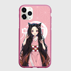 Чехол iPhone 11 Pro матовый Nezuko, цвет: 3D-малиновый