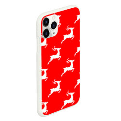 Чехол iPhone 11 Pro матовый Новогодние олени, цвет: 3D-белый — фото 2
