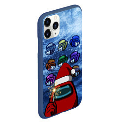 Чехол iPhone 11 Pro матовый Among us Happy New Year, цвет: 3D-тёмно-синий — фото 2
