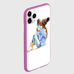 Чехол iPhone 11 Pro матовый Самая лучшая мама, цвет: 3D-фиолетовый — фото 2