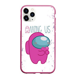 Чехол iPhone 11 Pro матовый Among Us Love Z, цвет: 3D-малиновый