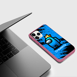 Чехол iPhone 11 Pro матовый AMONG US - Синий в Короне, цвет: 3D-малиновый — фото 2