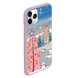 Чехол iPhone 11 Pro матовый Новогоднее настроение, цвет: 3D-розовый — фото 2