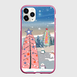 Чехол iPhone 11 Pro матовый Новогоднее настроение, цвет: 3D-малиновый