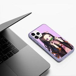 Чехол iPhone 11 Pro матовый Nezuko Kamado Neit, цвет: 3D-светло-сиреневый — фото 2