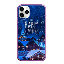 Чехол iPhone 11 Pro матовый Happy New Year, цвет: 3D-фиолетовый