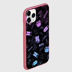 Чехол iPhone 11 Pro матовый BTS, цвет: 3D-малиновый — фото 2