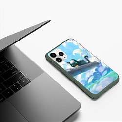 Чехол iPhone 11 Pro матовый Снежный котенок, цвет: 3D-темно-зеленый — фото 2