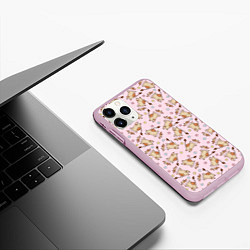 Чехол iPhone 11 Pro матовый Фон с бычками, цвет: 3D-розовый — фото 2