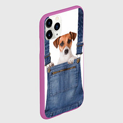 Чехол iPhone 11 Pro матовый ЩЕНОК В КАРМАШКЕ, цвет: 3D-фиолетовый — фото 2