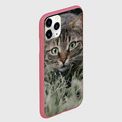 Чехол iPhone 11 Pro матовый Кошка, цвет: 3D-малиновый — фото 2