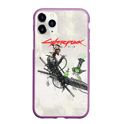 Чехол iPhone 11 Pro матовый CYBERPUNK 2077, цвет: 3D-фиолетовый