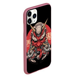 Чехол iPhone 11 Pro матовый Cyber Oni Samurai, цвет: 3D-малиновый — фото 2