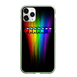 Чехол iPhone 11 Pro матовый AMONG US - РАДУГА, цвет: 3D-салатовый