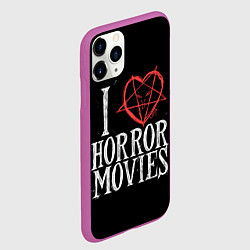 Чехол iPhone 11 Pro матовый I Love Horror Movies, цвет: 3D-фиолетовый — фото 2